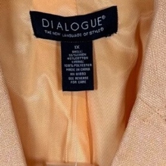 NWT Dialogue Linen Jacket, Peach, Plus Size 1X - Picture 6 of 10